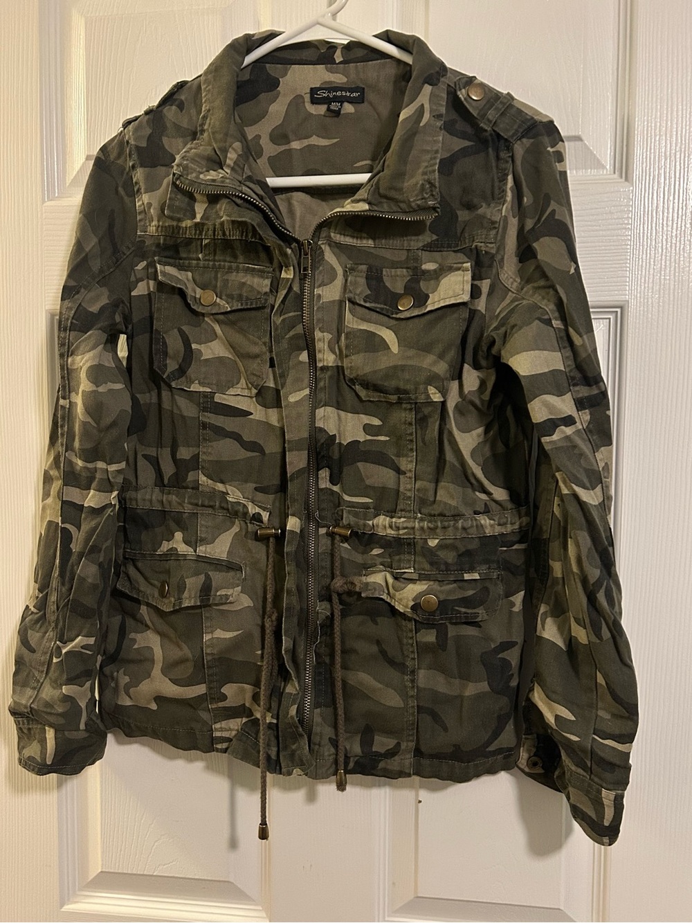 Shinestar Women's Olive Green Camouflage Utility Jacket